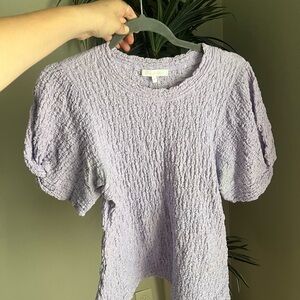 Lavender Textured Women's Top Puffy Sleeve